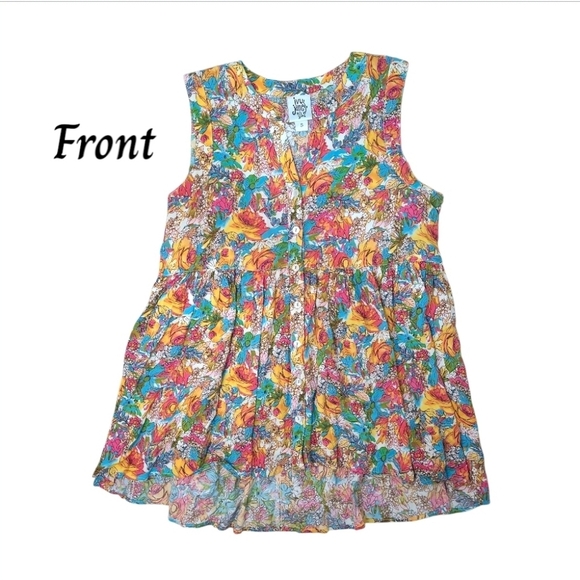 Ivy Jane Colorful Watercolor Floral Sleeveless Button Down Tank Top Size Small - Picture 3 of 8